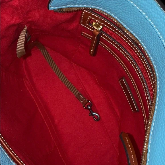 Dooney & Bourke Blue & Tan Leather Tote Bag LIKE NEW - Picture 7 of 15